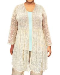 On The Plus Side - Long Sleeve Mesh Lace Betty Duster - Lyst