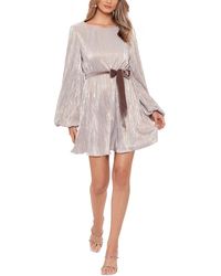 Betsy & Adam - Pleated Metallic Cocktail And Party Dress - Lyst