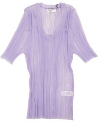 Opening Ceremony - Lilac Short Sleeve Rib Sheer Top - Lyst