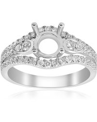 Pompeii3 - 5/8ct Pave Halo Engagement Ring Setting Semi Mount - Lyst