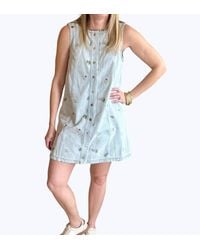 Blu Pepper - Denim Button Down Embroidered Dress - Lyst