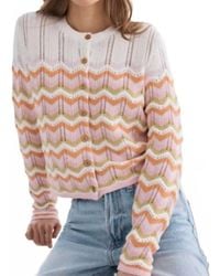 Autumn Cashmere - Boxy Zig Zag Stitch Crew Neck Cardigan - Lyst