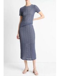 Vince - Floral Smocked Midi Skirt - Lyst