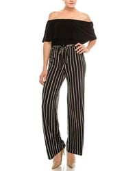 Bebe - Off-The-Shoulder Striped Pants Jumpsuit - Lyst