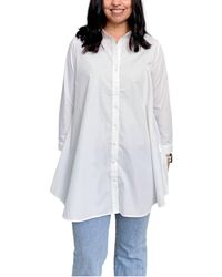 Q2 - Long Sleeve Button Down Tunic Top - Lyst
