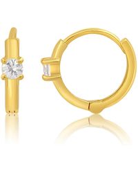 MAX + STONE - Natural Gemstone Pair Small Huggie Hoop Earrings In 14k Yellow Gold With Hidden Clip Closure - Lyst