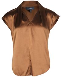 Theory - Draped-Neck Cap-Sleeve Top - Lyst