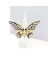 Fashnzfab - Crystal Pave Butterfly Stretch Ring - Lyst