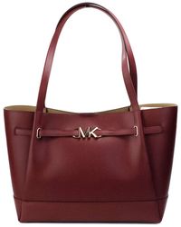 Michael Kors - Reed Large Cherry Leather Belted Tote Shoulder Bag Purse - Lyst