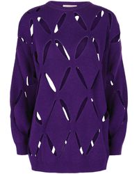Black Ribbon Ribbed Valentino Wool Ribbon Cutout Sweater in Black | Lyst