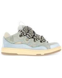 Lanvin - Low-Top Sneakers With Mesh Cutouts And Zigzag Laces - Lyst