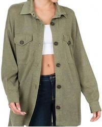Zenana - Button Down Shacket - Lyst