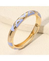 Fashnzfab - Geometric Pattern Enamel Inlay Hinged Bangle Bracelet - Lyst