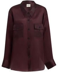 KHAITE - Satin-Finish Long Sleeve Shirt With Flap Pockets - Lyst