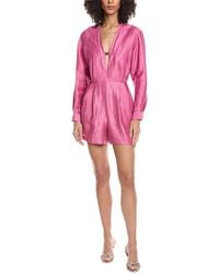 Maje - Linen-Blend V-Neck Romper - Lyst