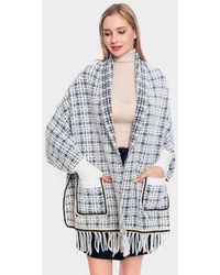 TRUEDAMES - Plaid Check Patterned Poncho - Lyst