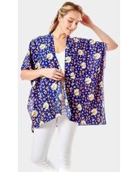 TRUEDAMES - Leopard Pattern Daisy Flower Print Cover Up Kimono Poncho - Lyst