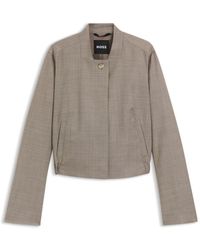 BOSS - Stretch-Wool Jacket With Sharkskin Weave - Lyst