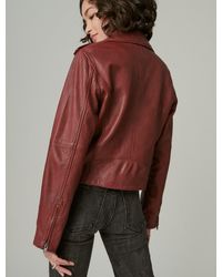 Lucky Brand Classic Leather Moto Jacket - Red