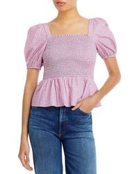 French Connection - Elao Printed Square Neck Peplum Top - Lyst