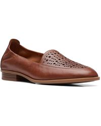 Clarks - Safafyna Sky Leather Square Toe Loafers - Lyst