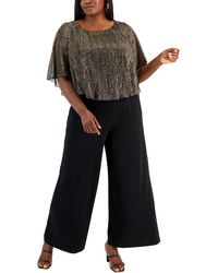 Connected Apparel - Plus Metallic Overlay Shimmer Jumpsuit - Lyst