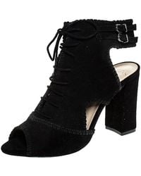 Alexandre Birman - Suede Abbe Peep Toe Lace Booties - Lyst