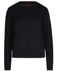 Missoni - Long-Sleeved Crew Neck Sweater With Chevron Knit Pattern - Lyst
