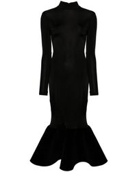 David Koma - Flounce Velvet Hem Long Sleeve Midi Dress - Lyst