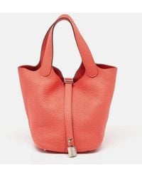 Hermès - Rose Jaipur Taurillon Clemence Leather Picotin Lock 18 Bag - Lyst
