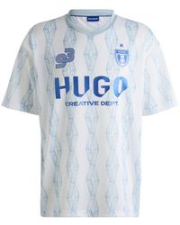 HUGO - Oversize-Fit T-Shirt With Football-Inspired Artwork - Lyst