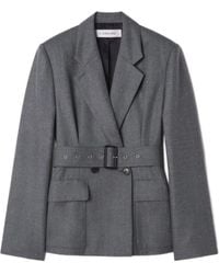 Lanvin - Tailored Wool Jacket With Belted Waist And Structured Silhouette - Lyst
