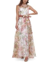 Eliza J - Gown Style Floral Organza Sleeveless Jewel Neck Dress - Lyst
