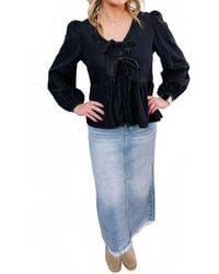 Anniewear - Deaunn Denim Tie Front Peplum Blouse - Lyst