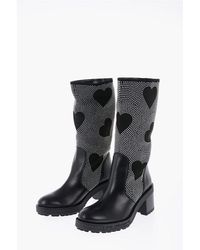 Moschino - Love Studded High-Boots With Leather Details 8Cm - Lyst
