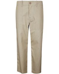 Jejia - Ankle-Length Lightweight Cotton Pants With Dual-Color Panel - Lyst