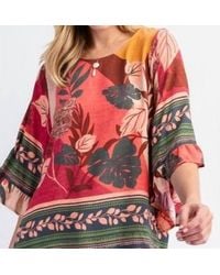 Easel - Border Printed Rayon Challis Woven Top - Lyst