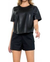 Thml - Short Sleeve Leather Top - Lyst