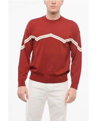 Armani - Emporio Virgin Wool Sweater With Herringbone Embroidery - Lyst