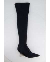 Dior - Over-the-knee Canvas Boots With Pvc Heel Detail - Lyst
