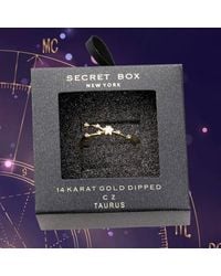 Fashnzfab - Secret Box _ 14K Dipped Cz Zodiac Sign Taurus Ring - Lyst