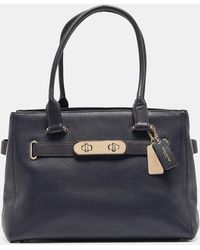 COACH - Navy Leather swagger 33 Tote - Lyst