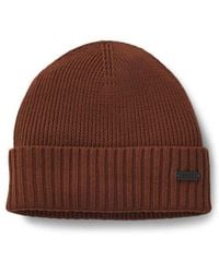 BOSS - Rib-Knit Virgin-Wool Beanie With Logo Plaque - Lyst