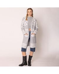 TRUEDAMES - Open Front Geometric Aztec Pattern Long Cardigan - Lyst