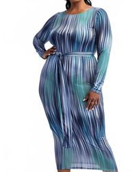 The Curve - Plus Size Long Sleeve Midi Dress With Self-Tie Belt - Lyst