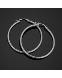 Fremada - 14k White Hoop Earrings (2x30 Mm) - Lyst