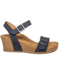 Aetrex - Lexa Quarter Strap Wedge Sandal - Lyst