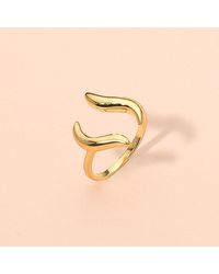 Fashnzfab - Secret Box_Stainless Steel Modern Wave Open Adjustable Ring - Lyst