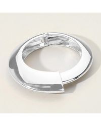 Fashnzfab - Bold Metal Hinged Bangle Bracelet Rhodium - Lyst