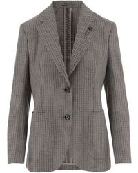 Lardini - Houndstooth Tailored Notched Lapel Jacket - Lyst